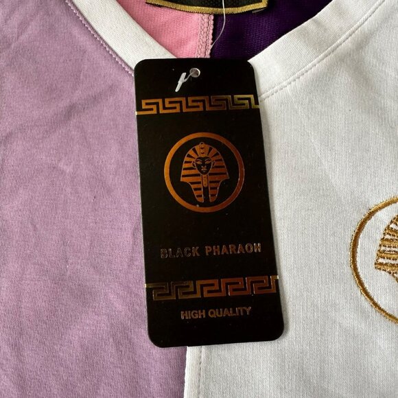 Black Pharaoh Womens Sweat suite set short sleeve top short joggers pink purple - Picture 5 of 16